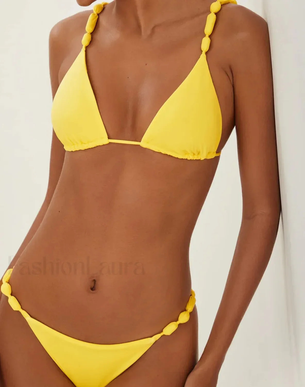 Burgundy Gold Detail Bikini Set YELLOW1 / S