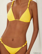 Burgundy Gold Detail Bikini Set YELLOW1 / S