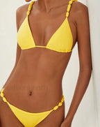 Burgundy Gold Detail Bikini Set YELLOW1 / S