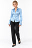 Satin Contrast Button Shirt Blouse