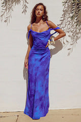Printed Backless Slip Dress