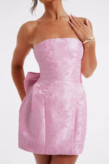 Bow Detail Jacquard Mini Birthday Dress