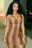 Metallic Snake Print Lace Up Bodycon Mini Dress