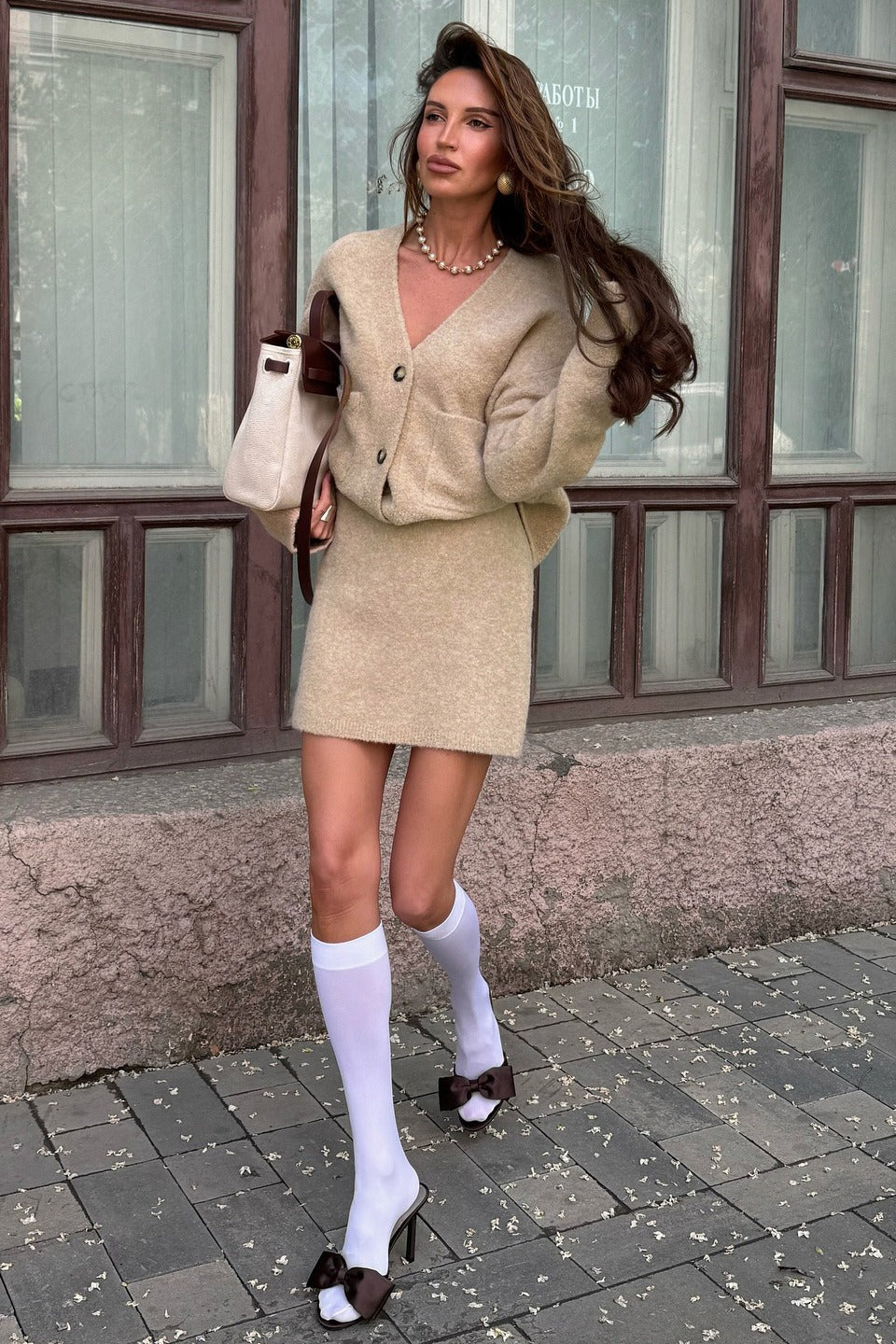 Solid Color Knit Blend Bodycon Office Skirt Secondary image