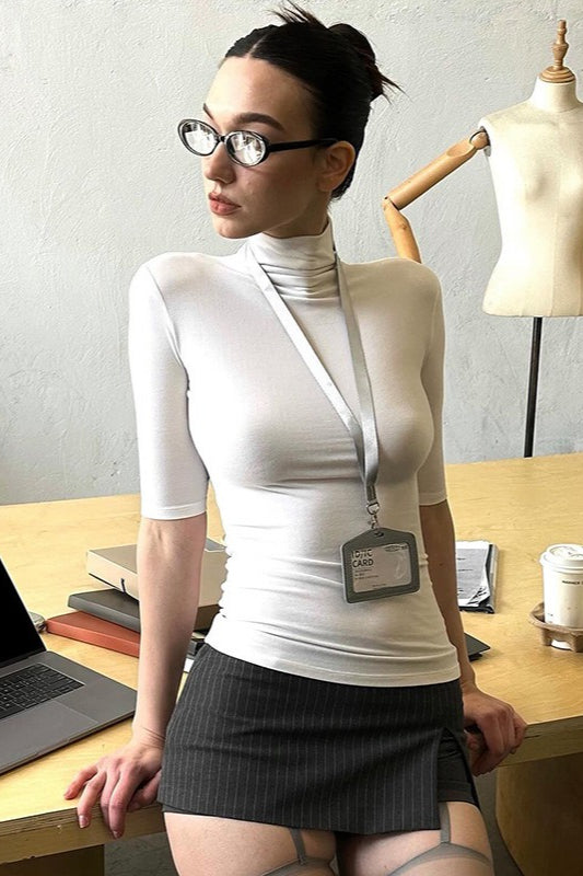 Solid Turtleneck Short Sleeve T-Shirt Main image