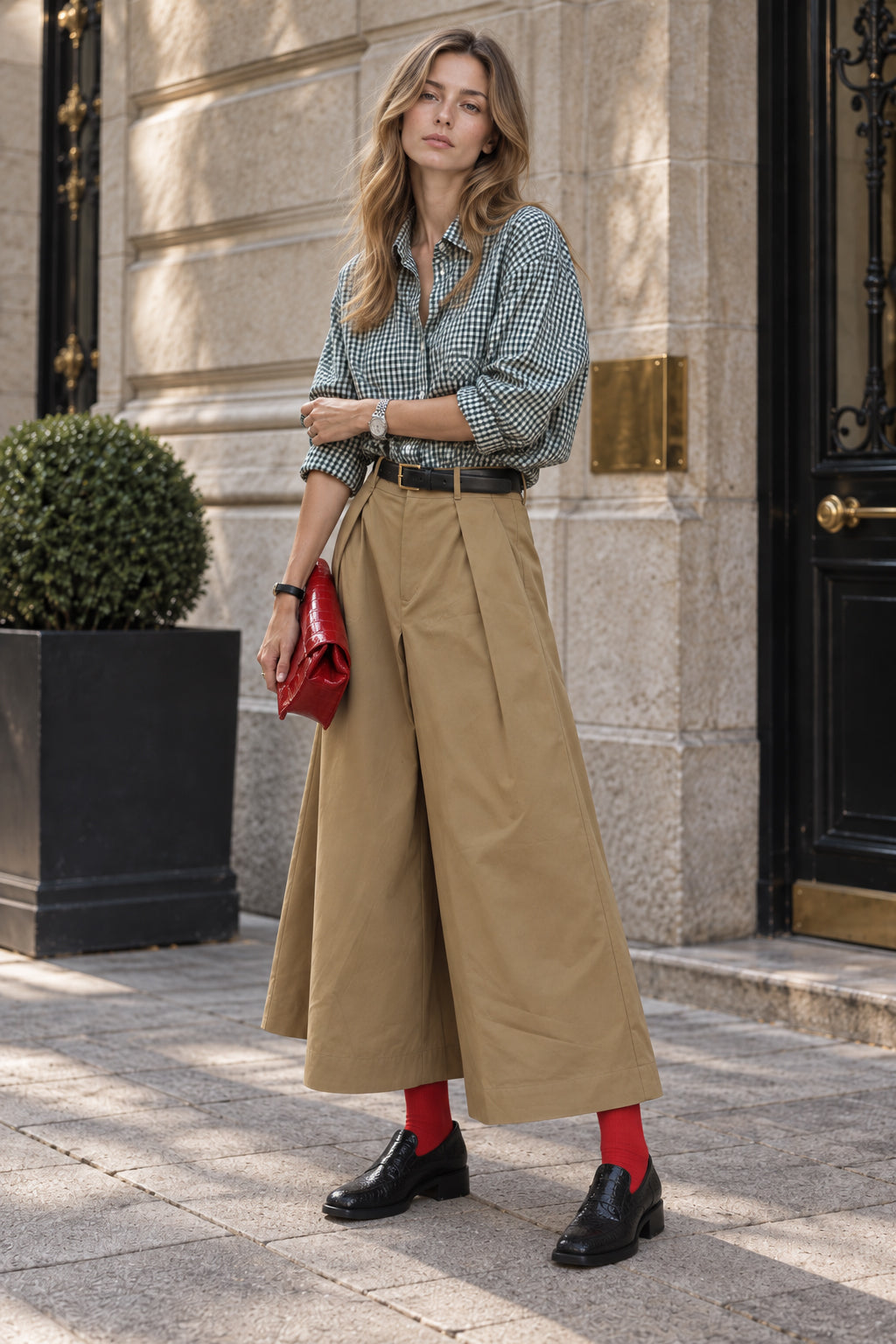 Loose Khaki Maxi Skirt Main image