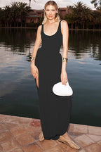 High Slit Open Back Slip Dress