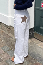 Star Print Loose Wide Leg Jeans