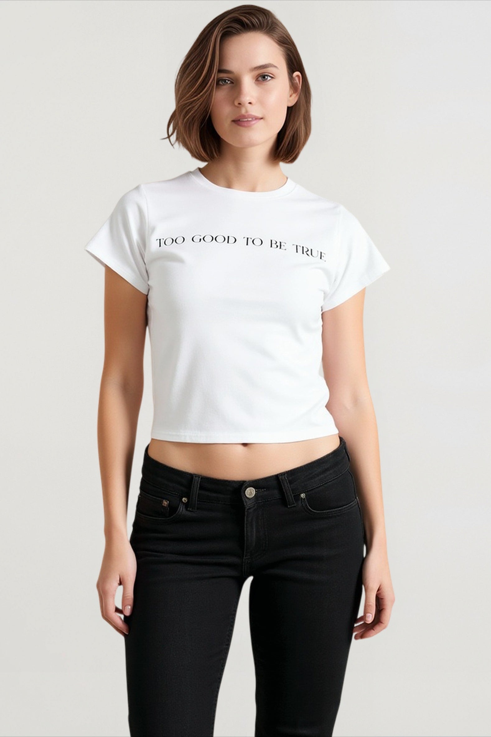 Letter Print Crop T-shirts Main image