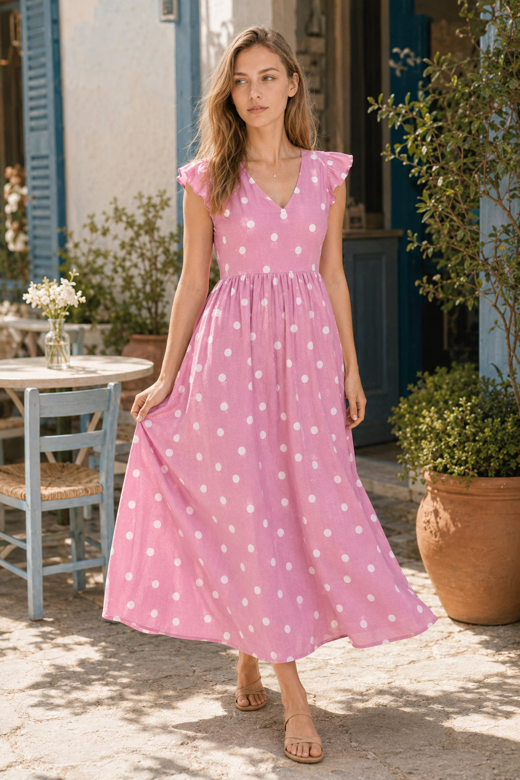 Polka Dot Print V-Neck Short Sleeve Dress Secondary image