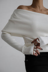 Off Shoulder Ribbed Sweater