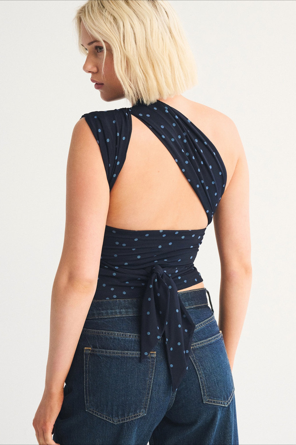 Retro Contrast Halter Mesh Panel Crop Top