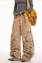Distressed Wide Leg Cargo Jeans