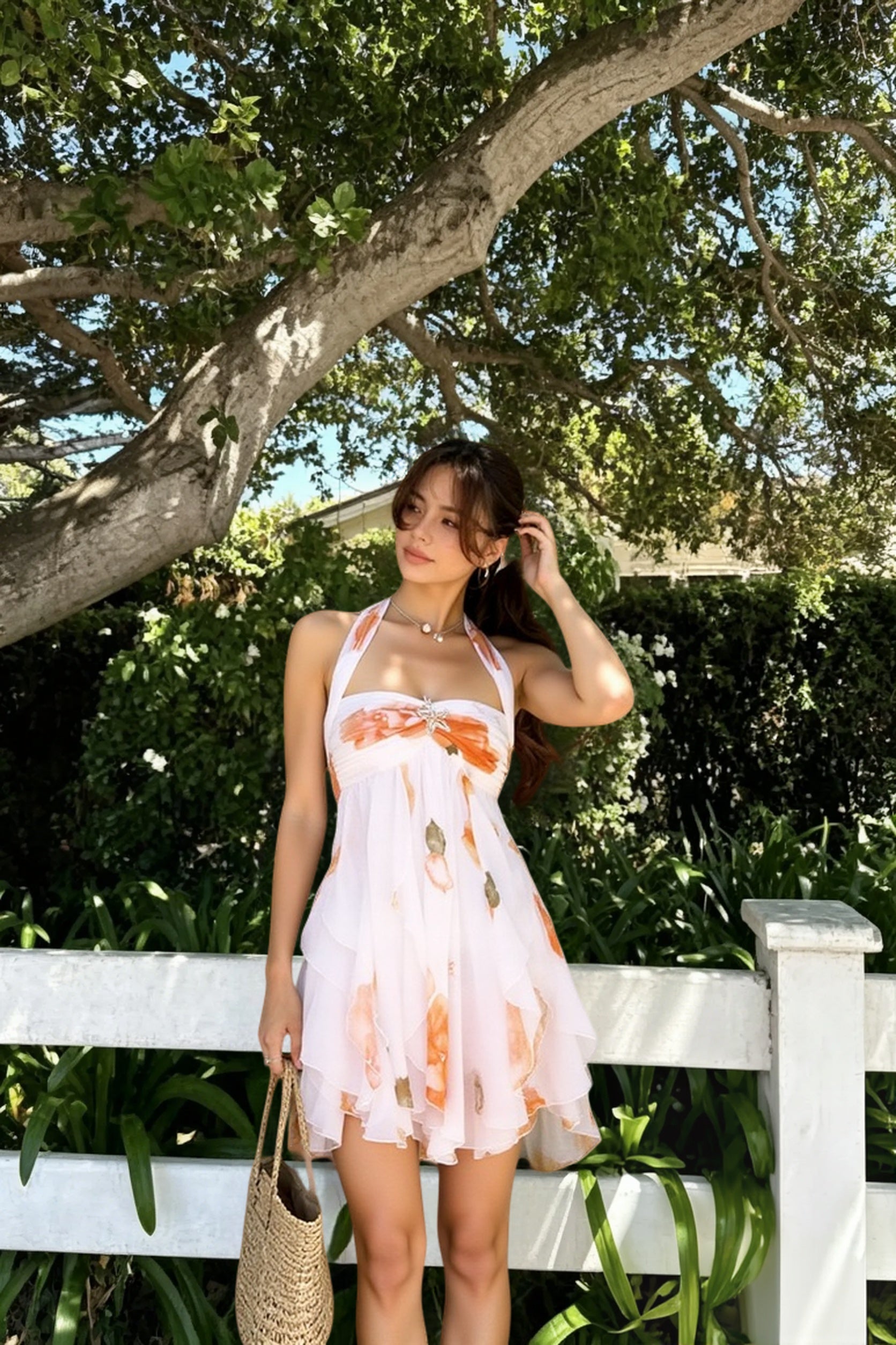 Printed Scarf Collar Mini Dress Main image