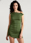 One Shoulder Sleeveless Ruched Mini Slim Bodycon Dress