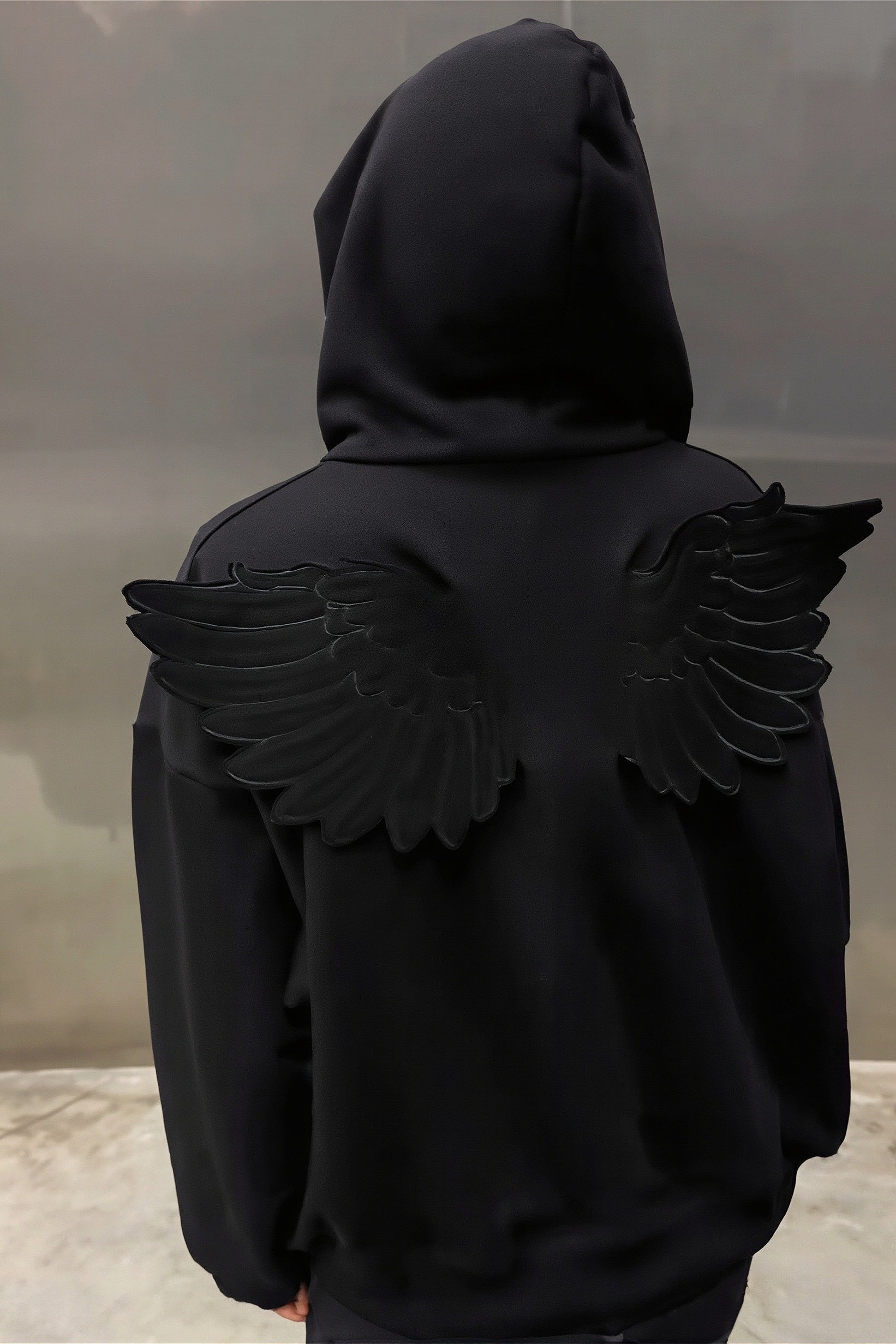 Angel Wing Applique Rhinestone Zip Hoodie Secondary image