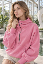 Hooded Sweatshirt with Zipper Pocket and Drawstring