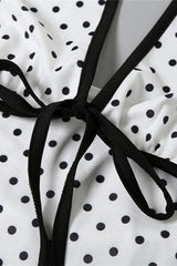 Floral Print Polka Dot Backless Tie Maxi Dress