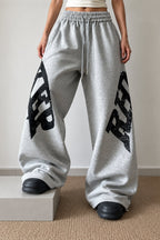 Oversized Letter Print Wide Leg Pants