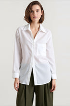 Linen Relaxed Collared Long Blouse