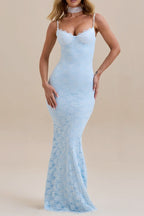 Lace Cami Backless Bodycon Maxi Lace Dress