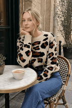 Colorblock Leopard Crewneck Sweater