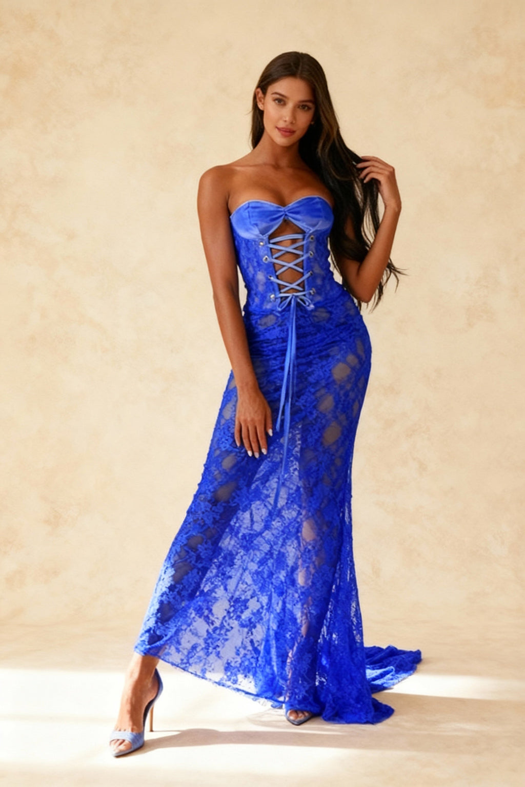 Lace-up Backless Bodycon Maxi Dress