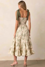 Sleeveless Halter Empire Waist Floral Dress