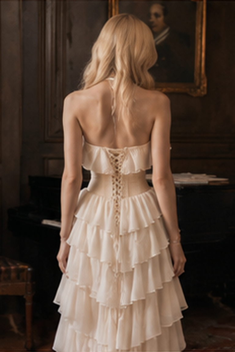 Tiered Chiffon Corset Mermaid Hem Prom Dress