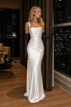 Square Neck Tie Waist Bodycon Mermaid Prom Dress