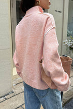 Casual Zip Front Long Sleeve Sweater