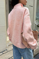 Casual Zip Front Long Sleeve Sweater