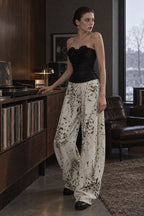 Retro Washed Leopard Wide Leg Jeans