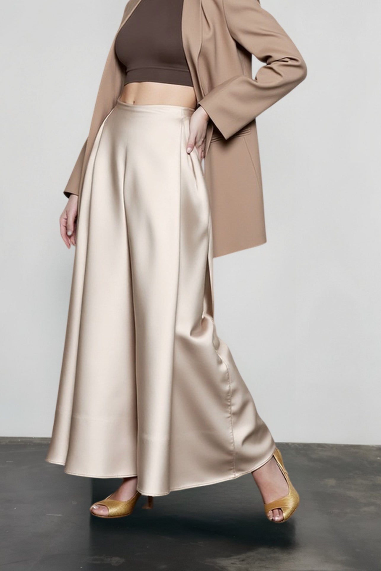 Satin High Waist Circle Maxi Skirt Secondary image