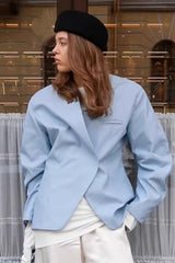 Street Style Blue Relaxed Blazer