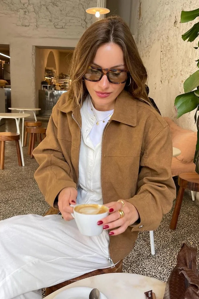 Suede Zip Up Bomber Jacket Main image