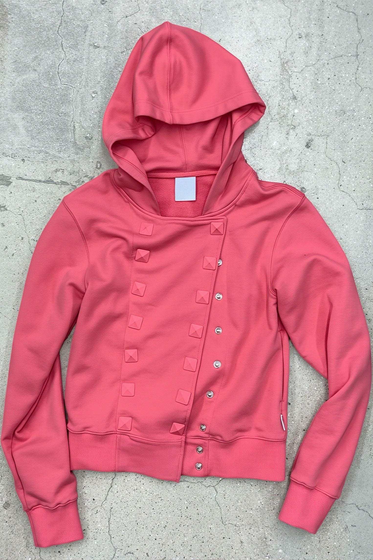 Studded Asymmetric Button Detail Hoodie Secondary image