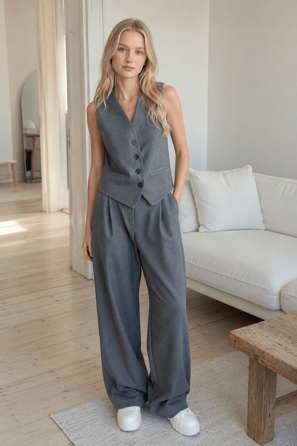 Solid Structured Graceful Suit Vest Main image