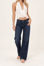 Twist Front Cowl Neck Halter Top
