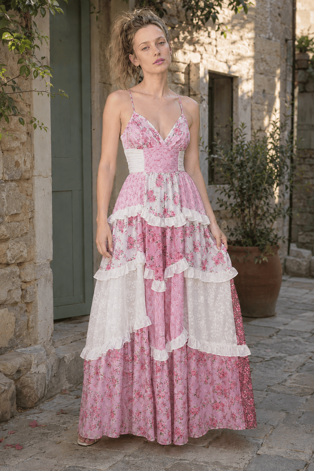 Vacation Floral Cami Lace Maxi Dress