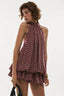 Plaid Off-Shoulder Halter Ruffle Mini Dress