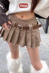 Houndstooth High Waist Pleated Mini Skirt