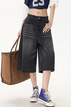 Vintage High Waist Cropped Wide Leg Jeans