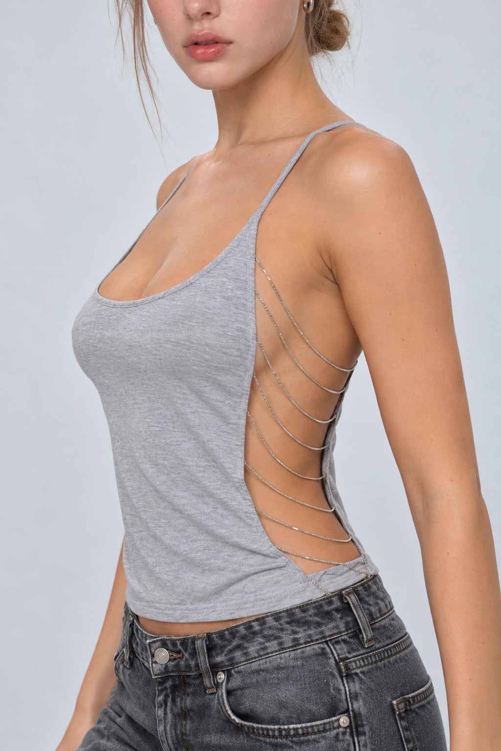 Chain Cut Out Backless Crossover Cami Top