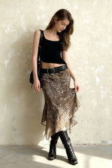 Vintage Leopard Print Low Waist Bodycon Skirt