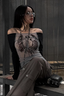 Slim Printed One Shoulder Mesh Knit Sheer Crop Top