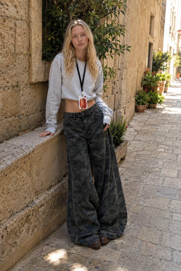 Camouflage Wide Leg High Waist Relaxed Jeans Secondary image
