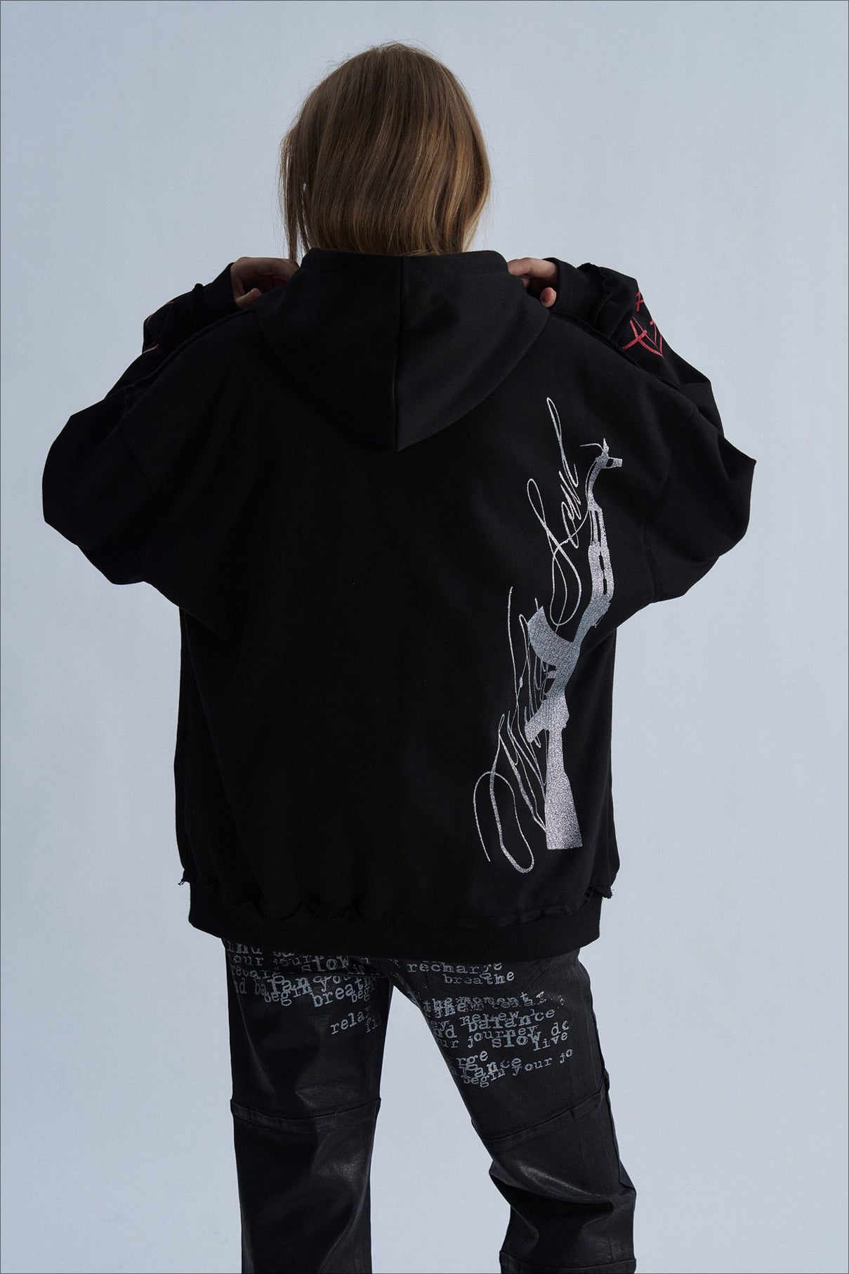 Glitter Gun Graphic Oversized Zip Hoodie Secondary image