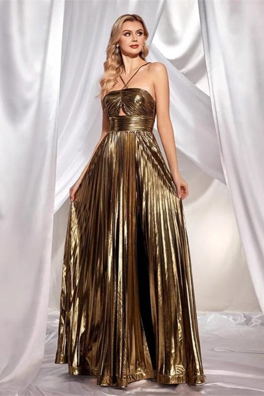 Sleeveless Backless Halter  Slit Formal Dress Main image