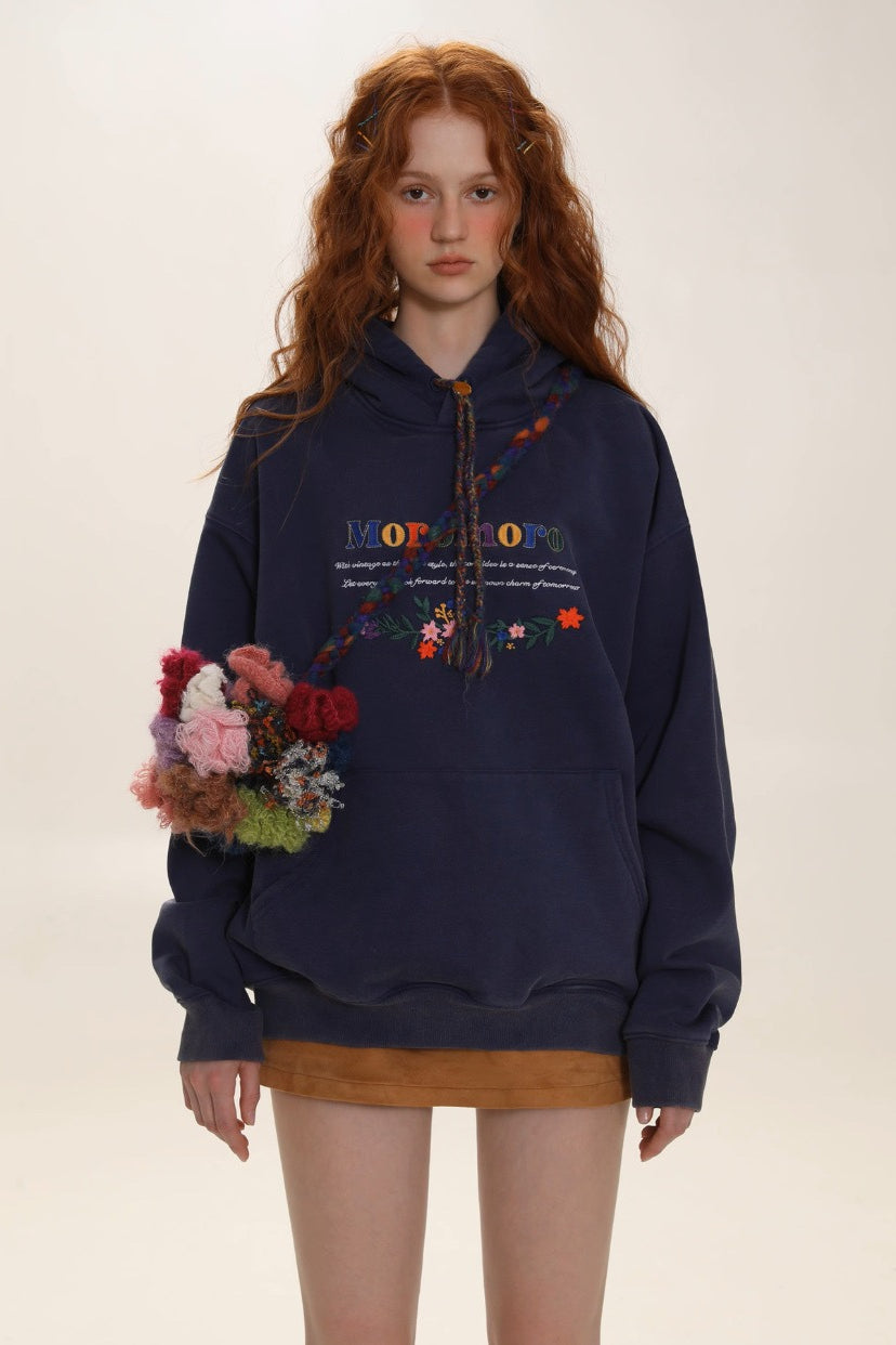 Letter Embroidered Cozy Pullover Hoodie Main image